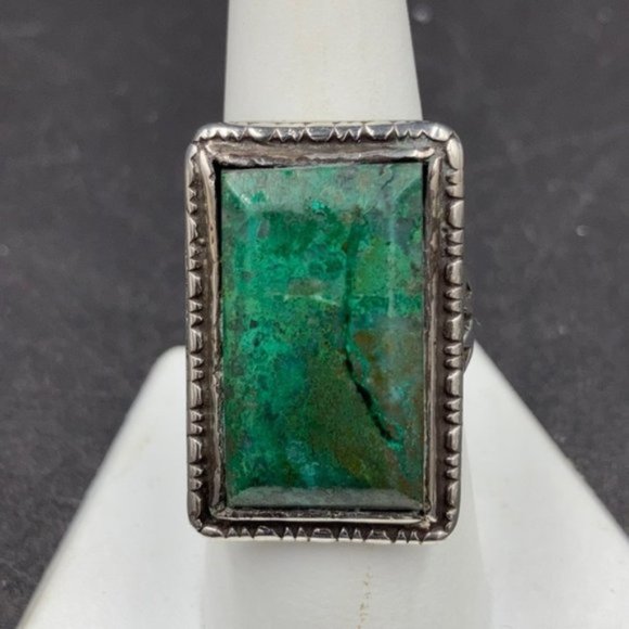Vintage Chrysocolla Native American Sterling Ring Unisex - Picture 1 of 6